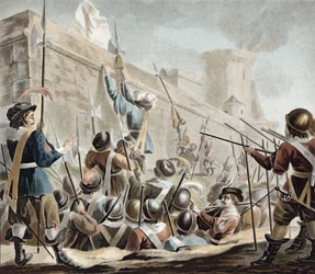 Angriff auf Boulogne-Sur-Mer, graviert von Jean Baptiste Morret, 1788